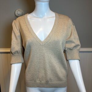 Ba&sh Mathis Jumper Beige V-Neck Top